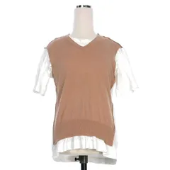 コムデギャルソンシャツ COMME des GARCONS SHIRT ニットドッキング Tシャツ カットソー 半袖 S ホワイト/ベージュ 白 S19509のサムネイル
