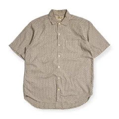 90s イタリア製 PRONTO-UOMO プロントウォモ グレンチェック 半袖シャツ L/52 /ベージュ系 メンズ ビンテージ