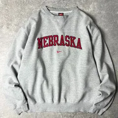 00s NIKE TEAM センター スウォッシュ カレッジ ロゴ 刺繍 前V スウェット トレーナー L / 00年代 ナイキ スウッシュ グレー