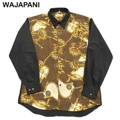 WAJAPANI 日本製 派手 柄シャツ エスニック チェーン 昭和レトロ ヴィンテージ 総柄 長袖シャツ フリーサイズ