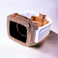 06★applewatchバンド　ステンレス　カバー　キラキラ　ラバーベルト　アップルウォッチケース　44mm45mm 45678se メンズレディース