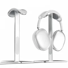 【在庫限り】MaGrnce Airpods Max用ヘッドホンスタンド スリープモードアルミニウムヘッドフォンホルダー 滑り止めベース&保護レザーパッド付き 自宅/ゲームルーム/ショップヘッドフォン収納/ディスプレイ用 (シルバーホワイト)