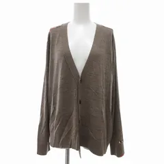 ユニクロ UNIQLO ANYA HINDMARCH 美品 メリノオーバーサイズVネックカーディガン ステッチ L 茶 ブラウン /UO ■MA