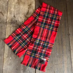 ヴィンテージ SCOTLAND製 チェック柄 マフラー PURE100%WOOL