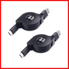 【人気商品】Matters USB Type Cケーブル 1m 巻き取り式 Cable USB A C 充電ケーブル 高出力 3A 急速充電 2本セット 巻き取り充電ケーブル