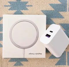 Magsafe ワイヤレス充電器 + ２口 電源アダプター 20w