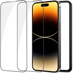 【人気商品】ガラスフィルム iPhone 14 Pro 用 強化ガラス 液晶 保護フィルム 全面保護 アイフォン14プロ 用 画面 保護ガラス ガイド枠付き 2枚セット