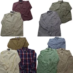 古着卸 まとめ売り トミーヒルフィガー 長袖シャツ 10枚セット (メンズ XL /2XL ) フラッグタグ  ボタンダウン マドラス 中古 古着 NB4338