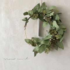 autumn 秋　ポポラスベリーのハーフムーンリース　19〜24cm