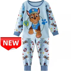 パウパトロール チェイス 上下セット パジャマ 男の子 キッズ 長袖 ルームウェア 部屋着 寝巻き 子供服 キャラクター グッズ ニコロデオン ブルー 100 110 120 130 140