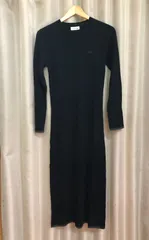 LACOSTE ウォッシャブルウール　リブニットドレス