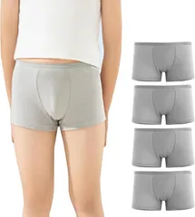 RONGUI 男の子 使い捨て ボクサーパンツ 綿 100％ 4枚セット キッズ ブリーフ ジュニア 使い捨てパンツ( グレー,  M)
