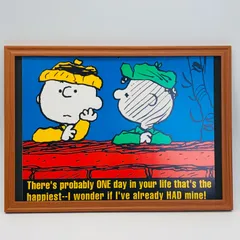 ビンテージ　カレンダー　BOOK ポスター　ピーナッツ『 チャーリーとビックベン 』 1990's　額付　※当時物　オリジナル アメリカ 輸入雑貨　ヴィンテージ　雑誌　アドバタイジング 　アートフレーム　レトロ　 　( AZ2026 )