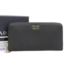 【本物保証】 箱・保付 新品同様 プラダ PRADA 三角プレート ラウンドファスナー長財布 1ML506 サフィアーノレザー ブラック
