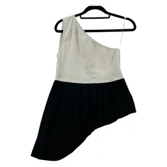 ZARA  ザラ    ワンショルダー プリーツカットソー sizeEUR S/ホワイト×ブラック