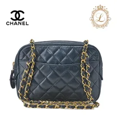 CHANEL シャネル ショルダーバッグ  トートバッグ マトラッセ プルチャーム付き ダブルチェーンショルダー ラムスキン 黒 ゴールド金具　レディースバッグ　ブランド【中古】【送料無料】