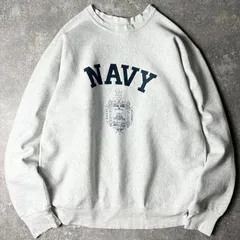90s USA製 US NAVY 2段 プリント RWタイプ スウェット トレーナー 3XL / 90年代 アメリカ製 USNA NAVAL リバース 霜降り グレー