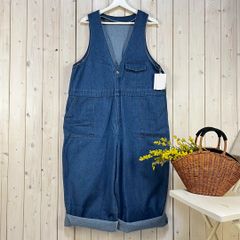新品 人気 サロペット オールインワン インディゴ デニム ブルー 綿 フリー