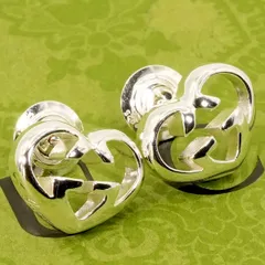 極美品 グッチ インターロッキング ハート ピアス/24-5666S