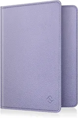 【新着商品】エアチケット 航空券 (ライラックパープル) クレジットカード 名刺 多機能収納ポケット パスポートカバー PUレザー 安全な海外旅行用 スキミング防止 トラベルウォレット ホルダー パスポートケース Fintie