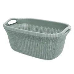 Color:ブルー_Style:40L CURVER(カーバー) バスケット ブルー 40L Knit ニット収納 バスケット ランドリー ランドリーバスケット カゴ 洗濯カゴ おしゃれ 丈夫 北欧 リネンのような質感 環境にやさしい