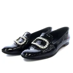 マノロブラニク MANOLO BLAHNIK PILA ローファー ローヒール パテントレザー 36.5 ブラック /YO4のサムネイル