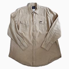 送料無料★即決★ Wrangler ウエスタン シャツ オーバーサイズ スナップボタン ラングラー 100%コットン ベージュ ウエスタンヨーク XXL