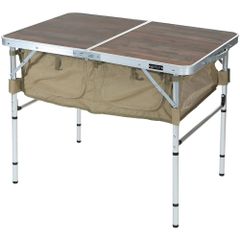 ストレージ付き アウトドアテーブル 90cm×60cm タン 収納容量80L 折りたたみ式 高さ4段階調節 VASTLAND（ヴァストランド）