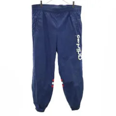 アディダス 80s 日本製 デサント製 ヴィンテージ トレフォイルロゴ ナイロンパンツ XO ネイビー adidas ビックサイズ ウエストゴム メンズ