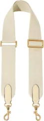 masamilk 帆布 牛革 ショルダーストラップ 太め 幅5cm バッグ用 ショルダーベルト キャンバス 交換用 単品(ホワイト/ゴールド,  Free Size)