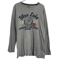 長袖 プリントTシャツ M グレー プルオーバー アニマル ロンT ロングTシャツ 古着卸 アメリカ仕入 a612-7158