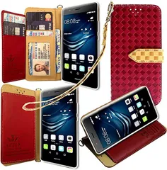 GTO CO., LTD. ストラップ2本付GTOHuawei P9 Plus ケース 手帳型 カバー オリジナルハンドストラップ＆ネックストラップ付 3点セット マゼンタ( ピンク,  huawei p9 plus)