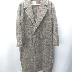 ◇ earth music&ecology チェック柄 ロング丈 厚手 長袖 コート サイズF ブラウン レディース E  【1407020049634】