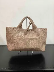 FALORNI ファロルニ トートバッグ イントレチャート レザー メッシュ 編み込み F1009 ベージュ