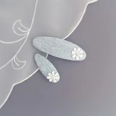 お花レースのパッチンピン 水色【2個セット】 ラプティフルール 親子 姉妹 おそろい レース 花 デニム ヘアピン キッズピン ぱっちんピン キッズ 子供 子ども こども