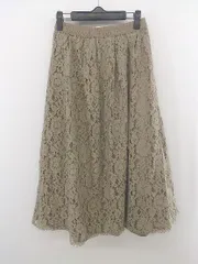 ◇ earth music&ecology アース ミュージック＆エコロジー レース ロング フレア スカート サイズF ベージュ レディース E  【1305090003597】