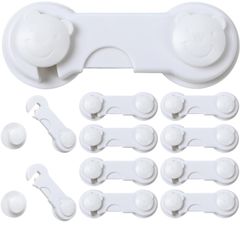 開き戸 キャビネット 食器棚 ドア ストッパー 引き出し 耐震 ロック 10個セット fogman (ホワイト)