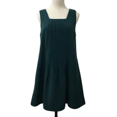 ホコモモラデシビラ Jocomomola de Sybilla ワンピース  フレア ミニ スクエアネック ウール ノースリーブ 40 緑 グリーンのサムネイル