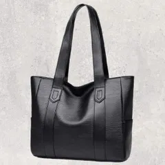 トートバッグ レザー ブラック 黒 ビジネスバッグ シンプル メンズ レディース おしゃれ 男女兼用 大容量 ファスナー付き 高見え 高級感 A4サイズ 通勤 通学 無地 可愛い 軽量 ポケット 自立 仕事 柔らかい サイドポケット 軽い PU1013 ①