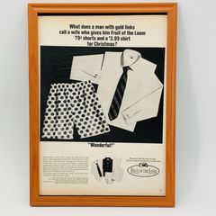 レトロ 広告　ビンテージ　ポスター　　『 フルーツオブザルーム衣料ブランド 』　フレーム付　※貴重な当時物 1960's　オリジナル アメリカ　ヴィンテージ 輸入雑貨　アドバタイジング( AZ1480 )