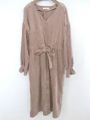 ◇ w closet ダブルクローゼット Vネック 長袖 膝下丈 ワンピース サイズF ライトブラウン レディース P  【中古】 【1209300010002】のサムネイル