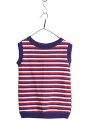 【お得なクーポン配布中!】 90s フランス製 ルミノア ボーダー ニット ベスト レディース M 古着 オールド ストレッチ コットン ノースリーブ プルオーバー カットソー