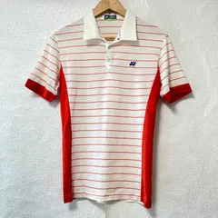 日本製◎ (^w^)b YONEX ヨネックス ハーフボタン 半袖 ポロシャツ バドミントン ウェア テニス 試合 ゲーム 練習 ユニフォーム ボーダー柄 トップス スポーツ 運動 ホワイト×レッド レディース 女性 サイズ M