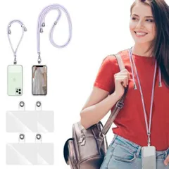 I017 ストラップ 両方向調節・6点セット 肩掛けネックストラップ パープル