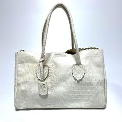 フルラ   ハンドバッグ トートバッグ チャーム付 クロコダイル 型押し ホワイト 白 レザー FURLA