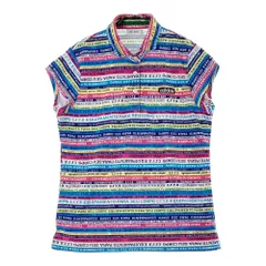 サイズ：OT ADIDAS GOLF アディダスゴルフ AF8411 ; 半袖ポロシャツ ボーダー 総柄 ブルー系 [240101418047] ゴルフウェア レディース ストスト