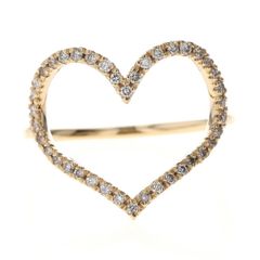 MESANGES メサンジュ 銀座リム K18YG イエローゴールド リング ダイヤモンド 0.18ct オープンハート 指輪 5号【新品仕上済】【zz】【中古】