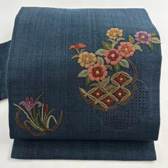 ◇【最終値下げ】403mn95◇夏帯 総刺繍 相良刺繍 金糸 丸文 名古屋帯◇ 最高級の夏帯》 お柄は【相良刺繍】のみ 単衣にも きれい色『紗