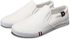 Kaenarie カエナリエ メンズ レディース スリッポン デッキシューズ 黒 白 キャンバス カジュアル スニーカー 男女 41 25.5 ・(ホワイト,  25.5 cm 3E)