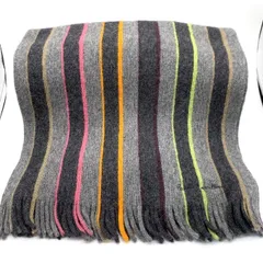 Paul Smith ポールスミス ウール マフラー グレー マルチストライプ